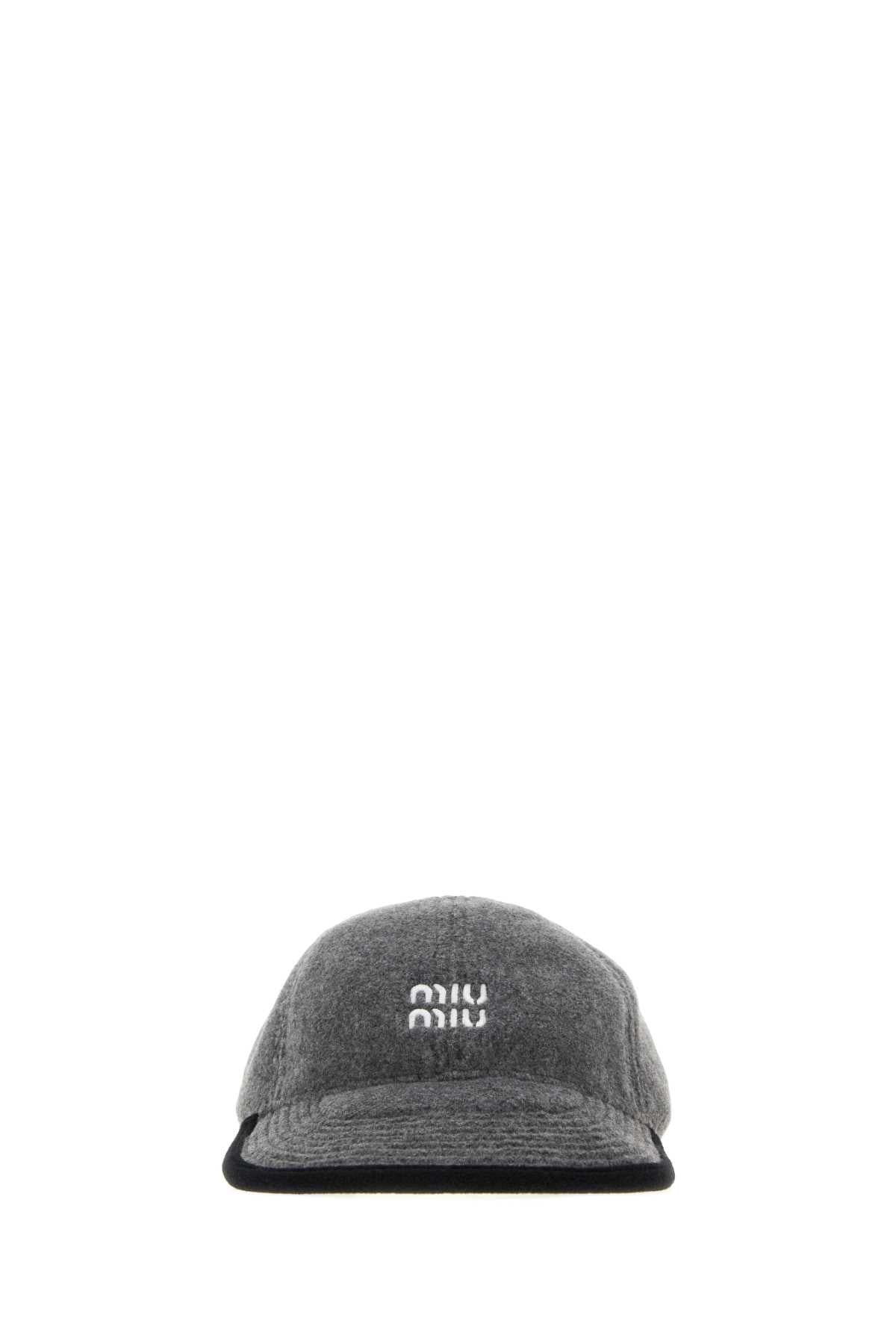 Miu Miu Women Grey Flannel Baseball Cap MIU MIU