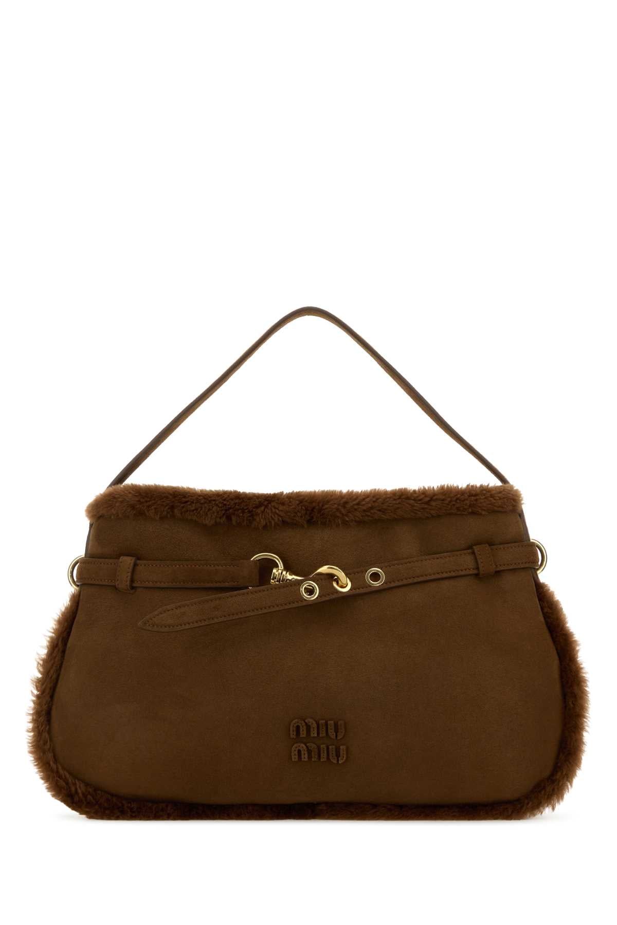 Miu Miu Women Brown Shearling Shoulder Bag MIU MIU