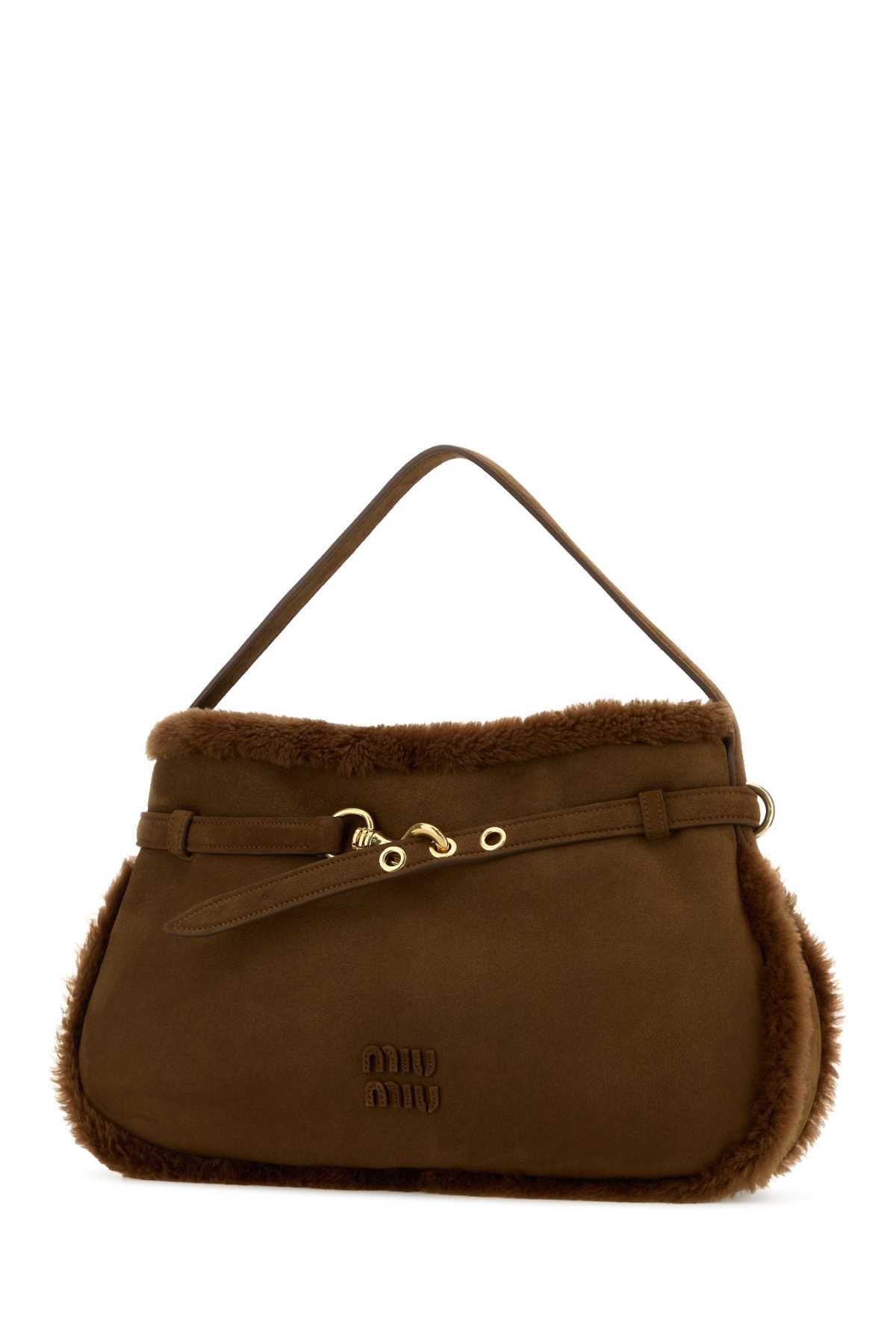 Miu Miu Women Brown Shearling Shoulder Bag MIU MIU