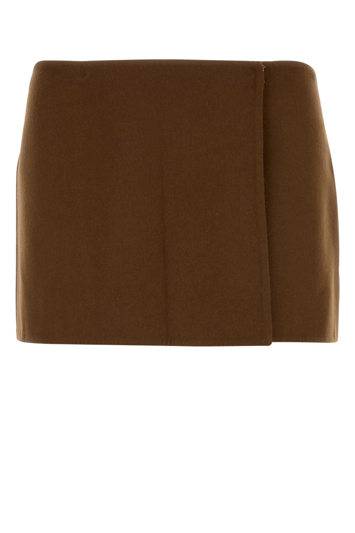 Miu Miu Women Brown Wool Blend Mini Skirt MIU MIU