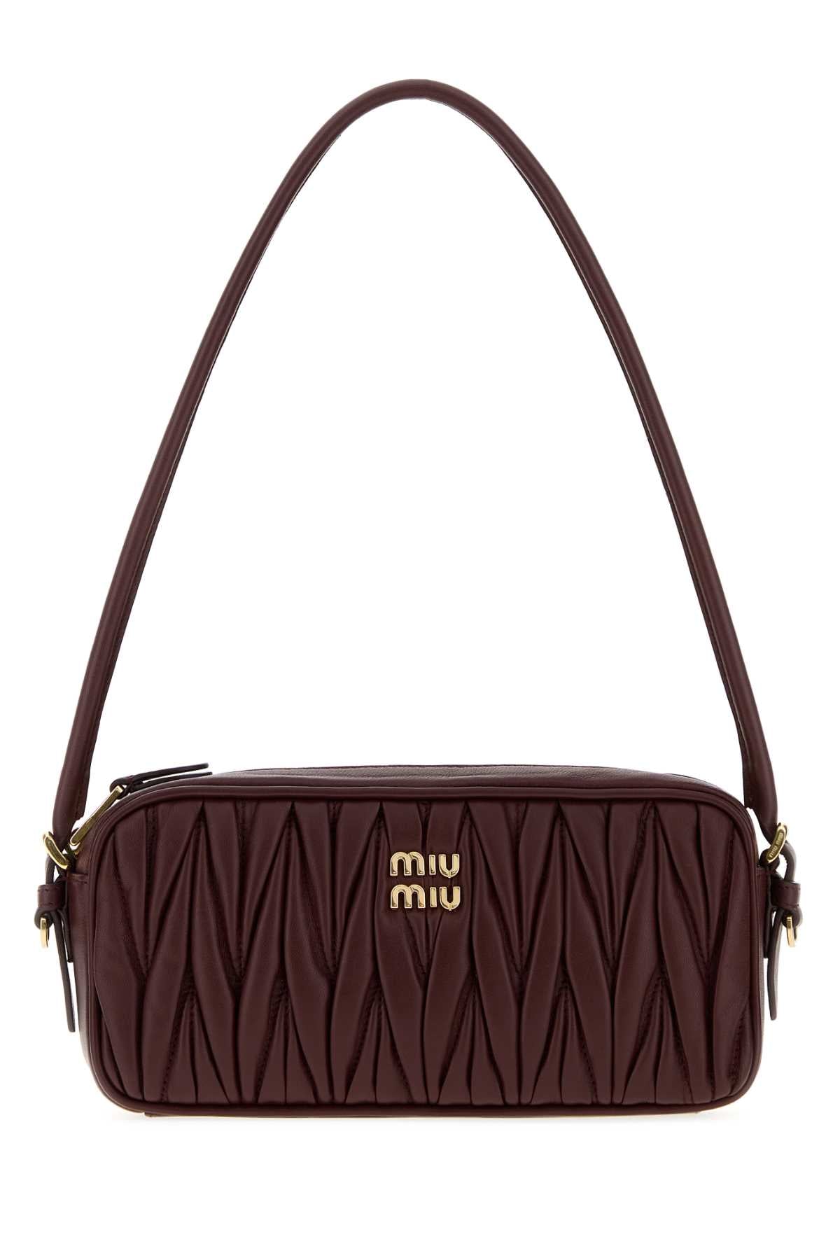 Miu Miu Women Burgundy Nappa Leather Shoulder Bag MIU MIU