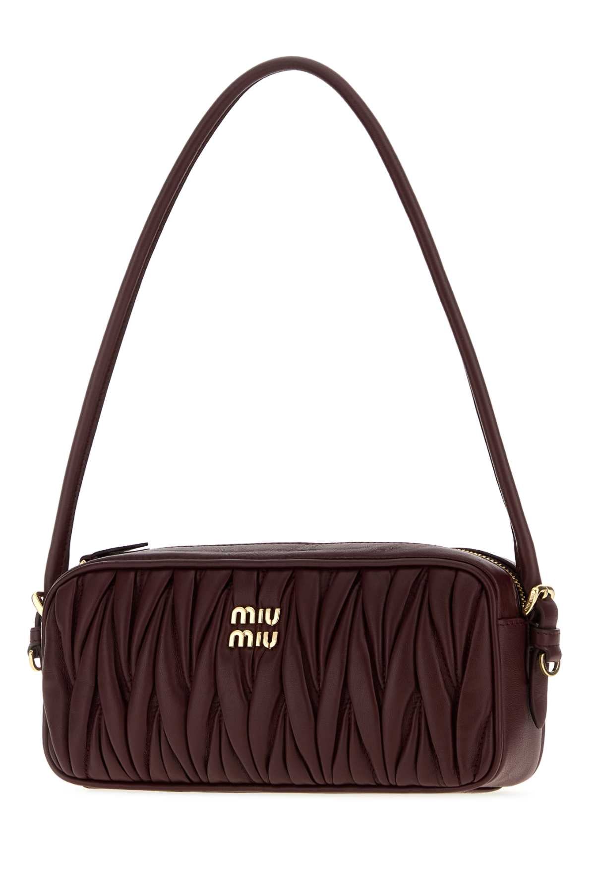 Miu Miu Women Burgundy Nappa Leather Shoulder Bag MIU MIU