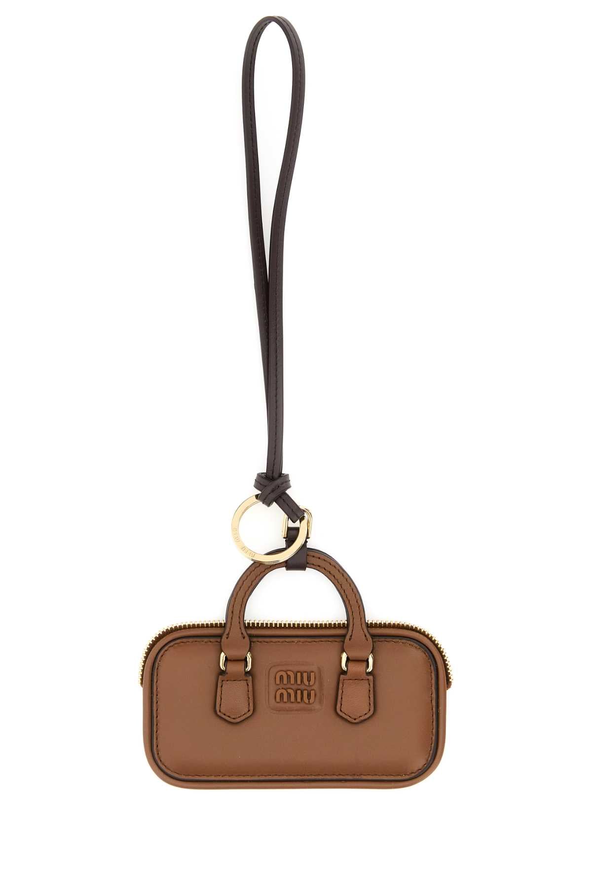 Miu Miu Women Caramel Leather Keyring MIU MIU