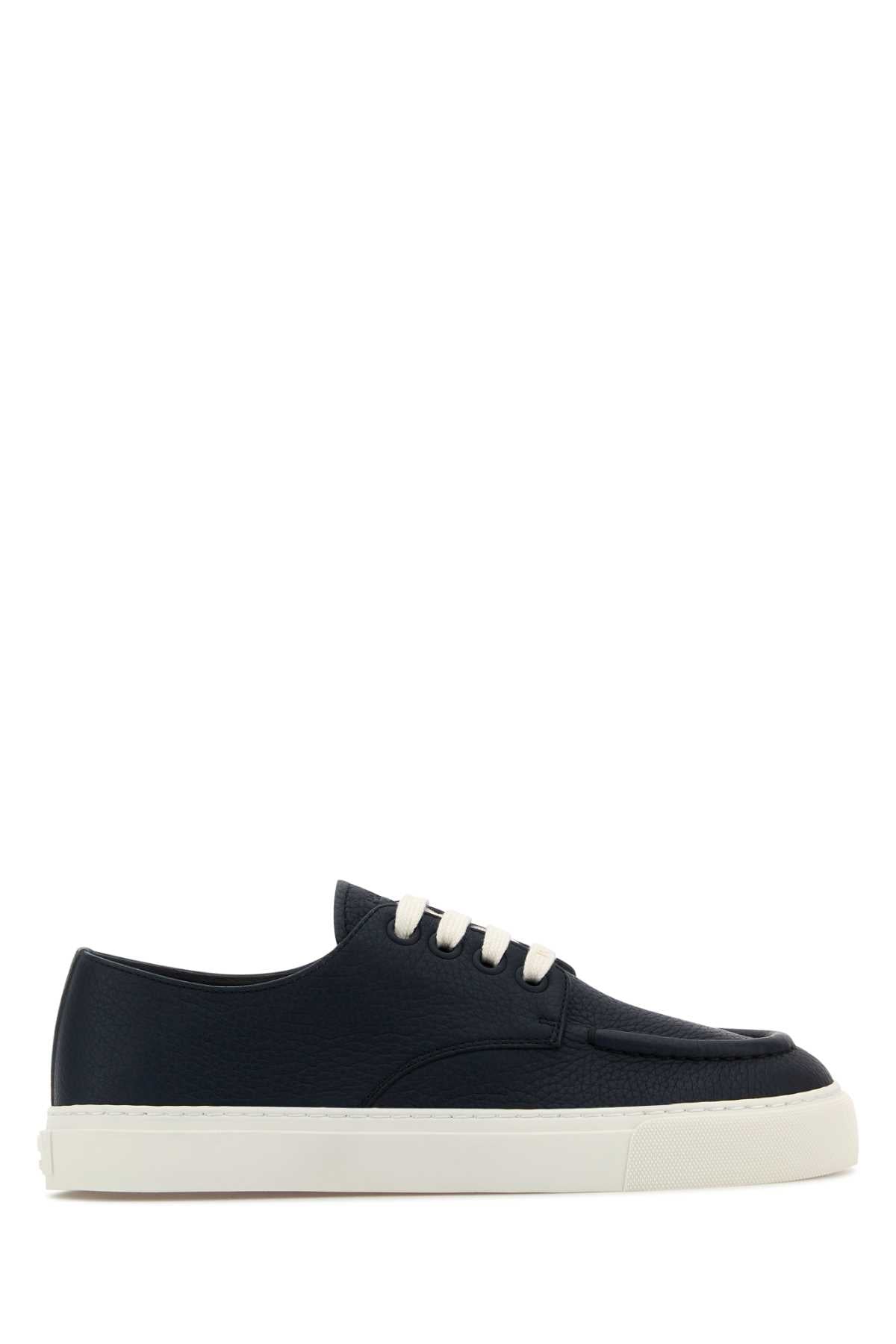 Prada Men Navy Blue Leather Sneakers PRADA