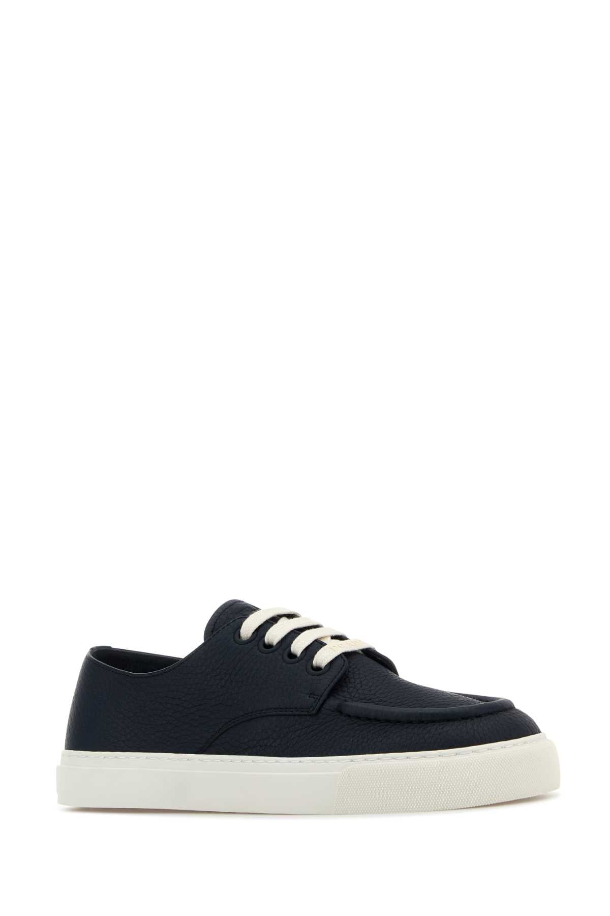 Prada Men Navy Blue Leather Sneakers PRADA