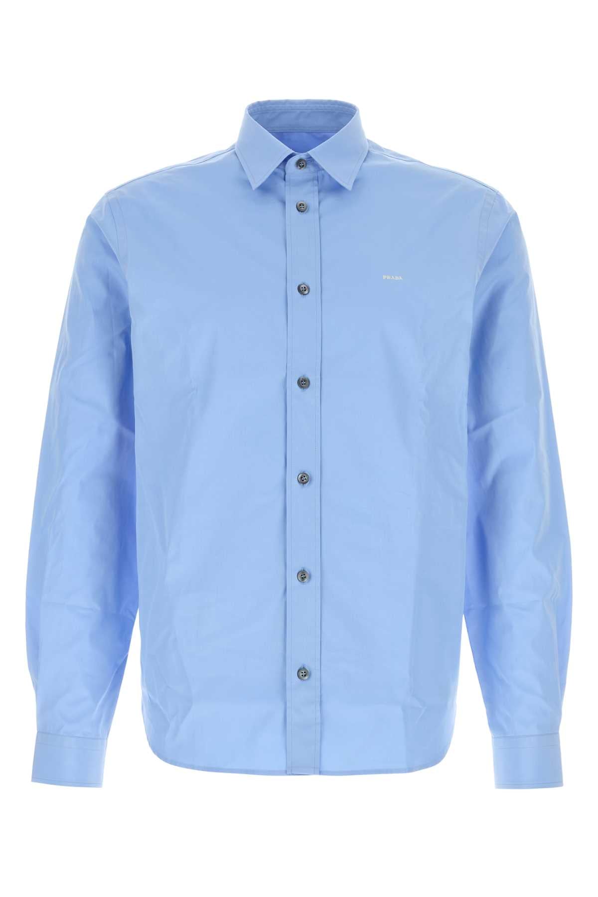Prada Men Cerulean Blue Poplin Shirt PRADA