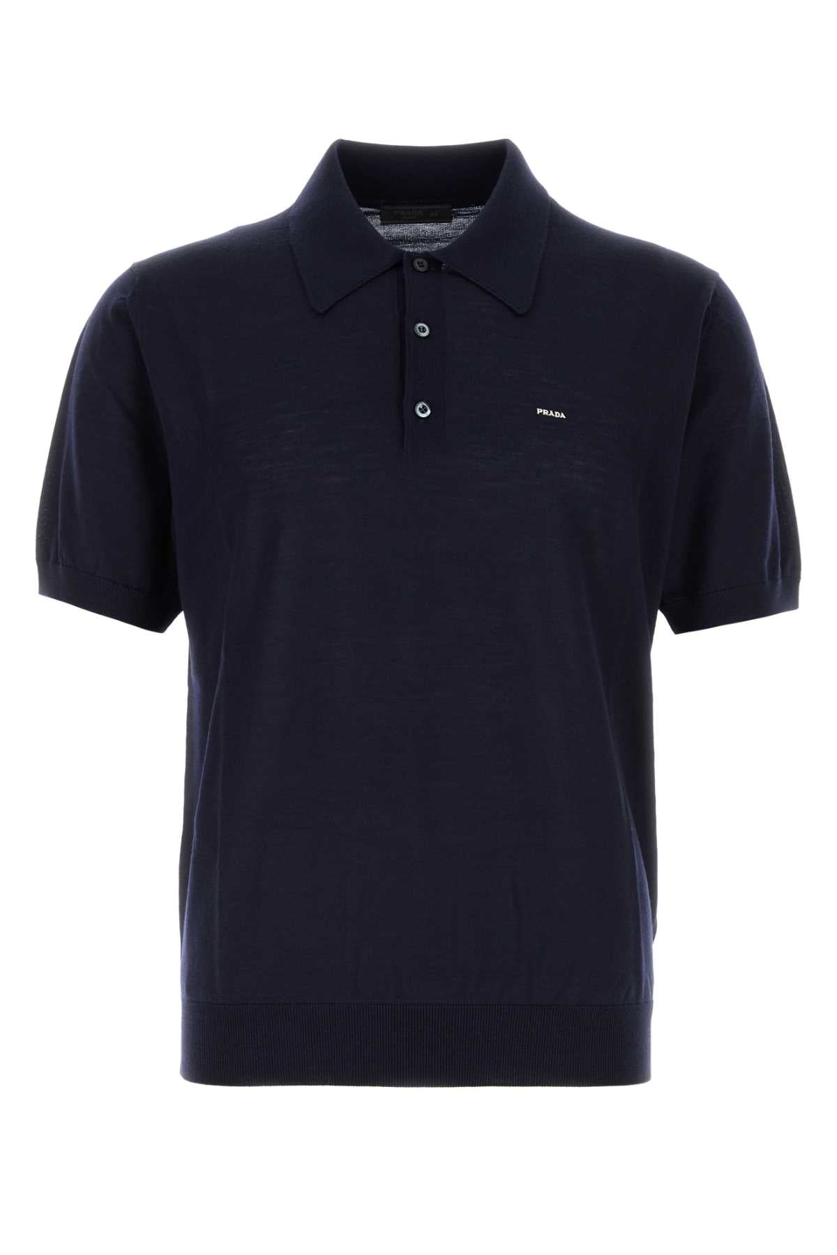 Prada Men Navy Blue Wool Polo Shirt PRADA