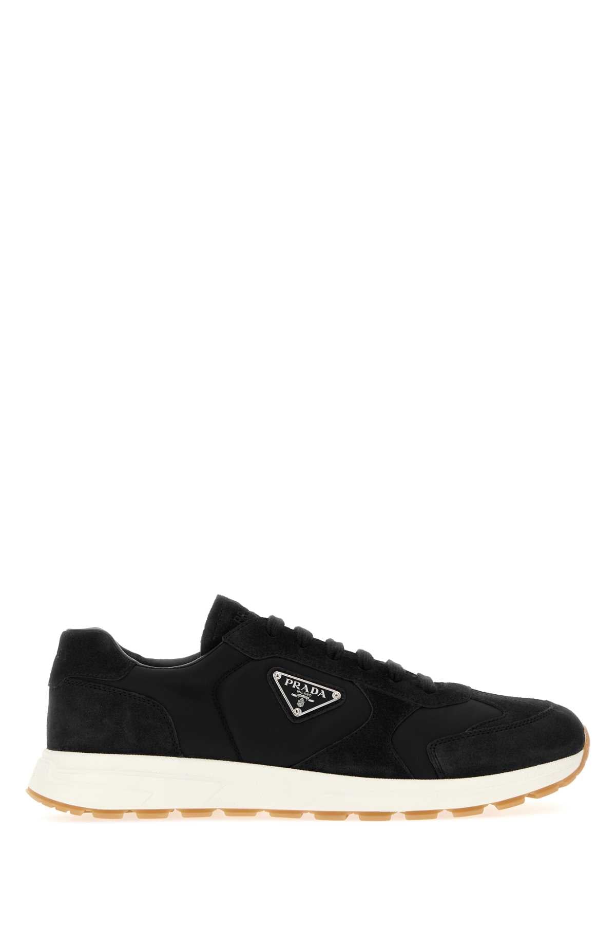Prada Men Black Re-Nylon And Suede Sneakers PRADA