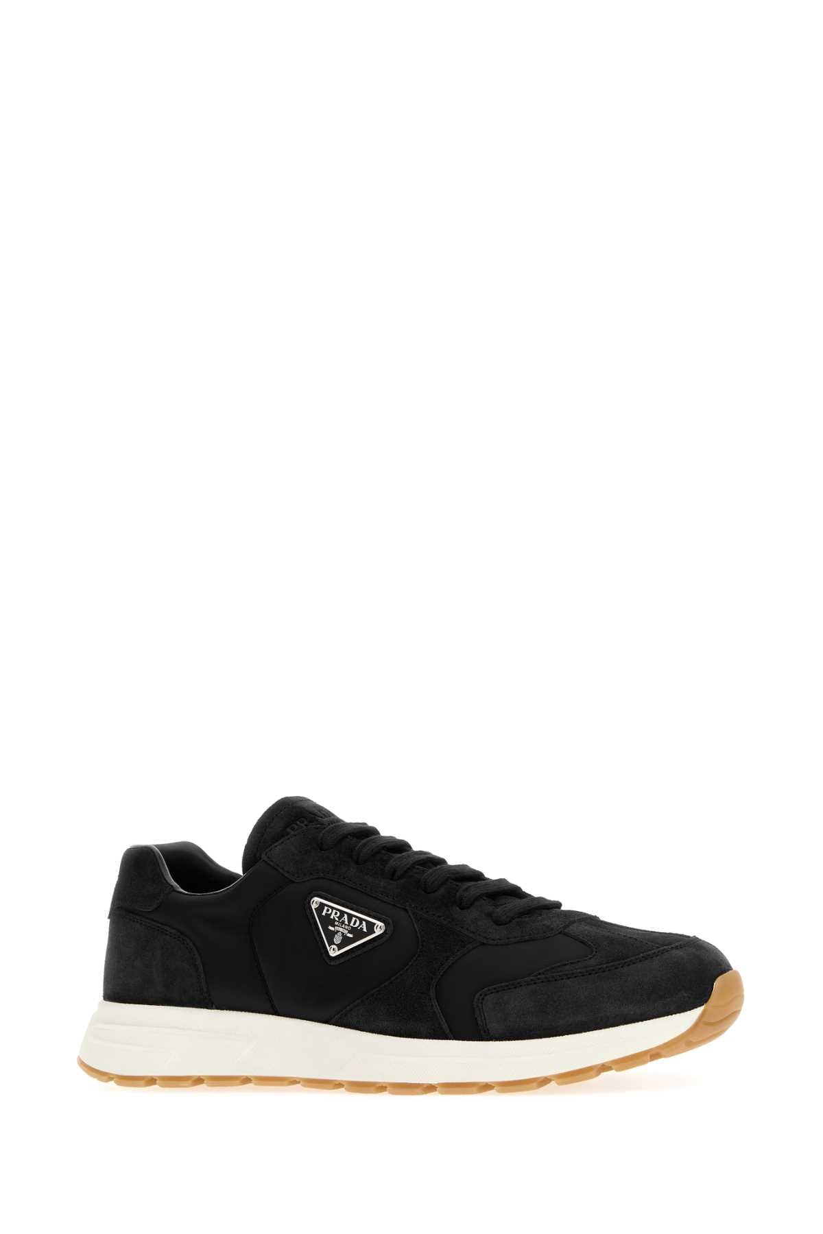 Prada Men Black Re-Nylon And Suede Sneakers PRADA