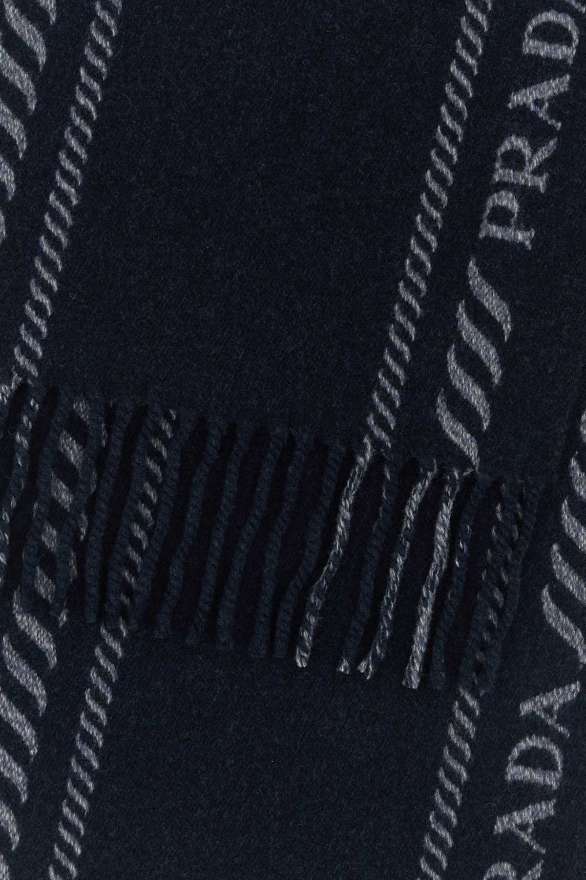 Prada Men Blue Wool Blend Scarf PRADA