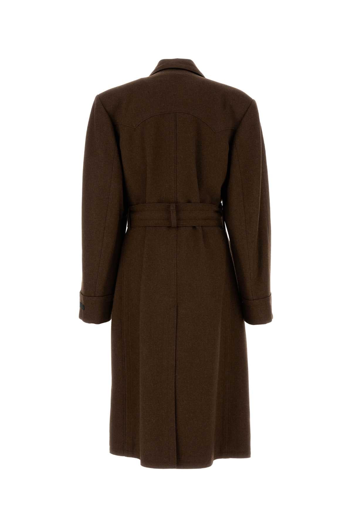 Prada Men Brown Wool Coat PRADA