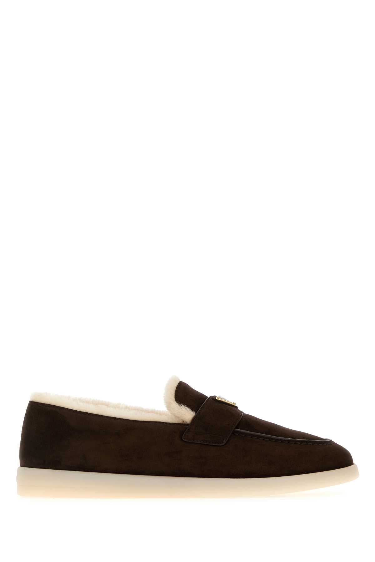 Prada Men Brown Suede Loafers PRADA