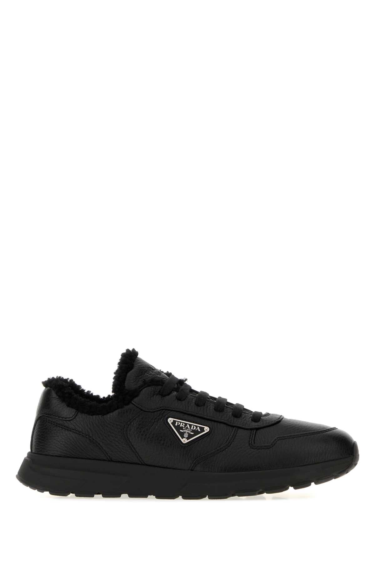 Prada Men Black Leather Prax 2.0 Sneakers PRADA
