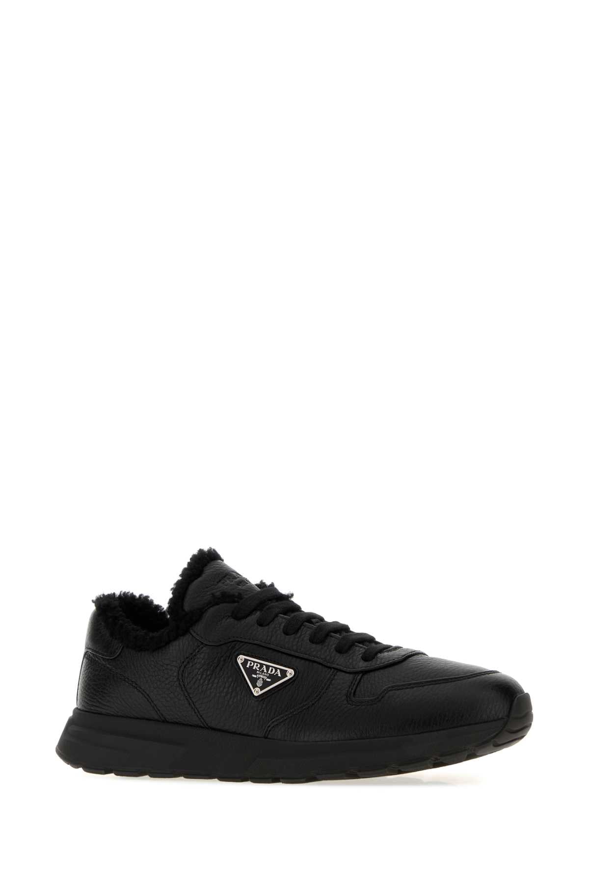 Prada Men Black Leather Prax 2.0 Sneakers PRADA