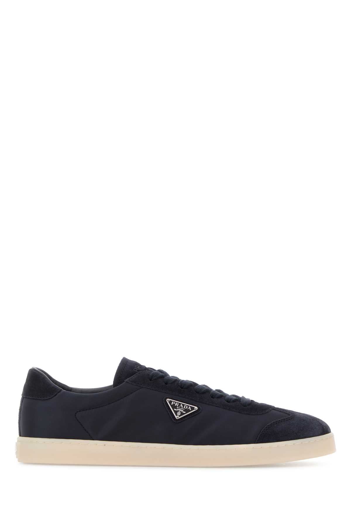 Prada Men Midnight Blue Re-Nylon And Suede Sneakers PRADA