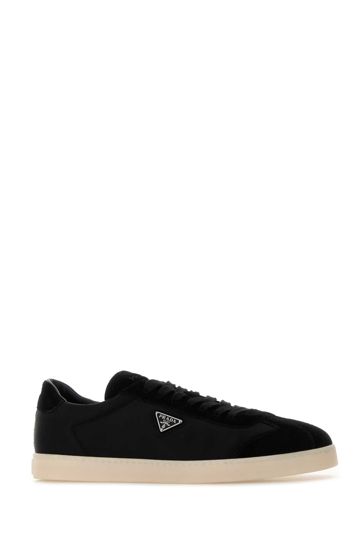 Prada Men Black Re-Nylon And Suede Sneakers