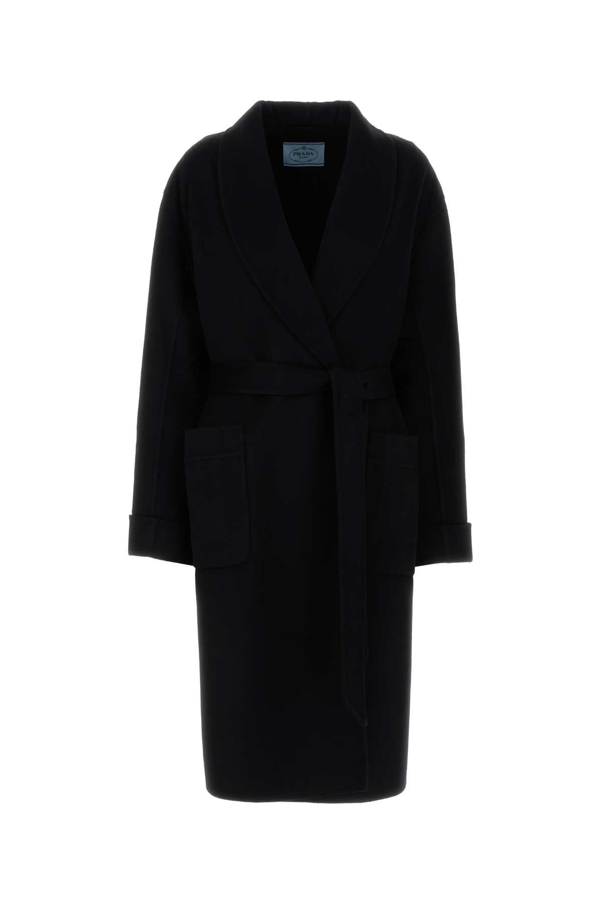 Prada Women Black Wool Blend Coat