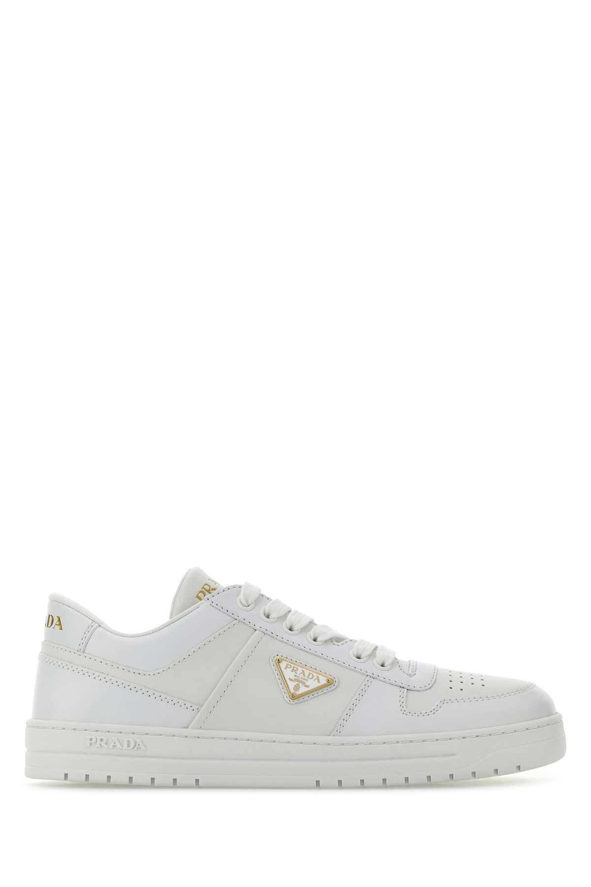 Prada Women White Leather Downtown Sneakers PRADA