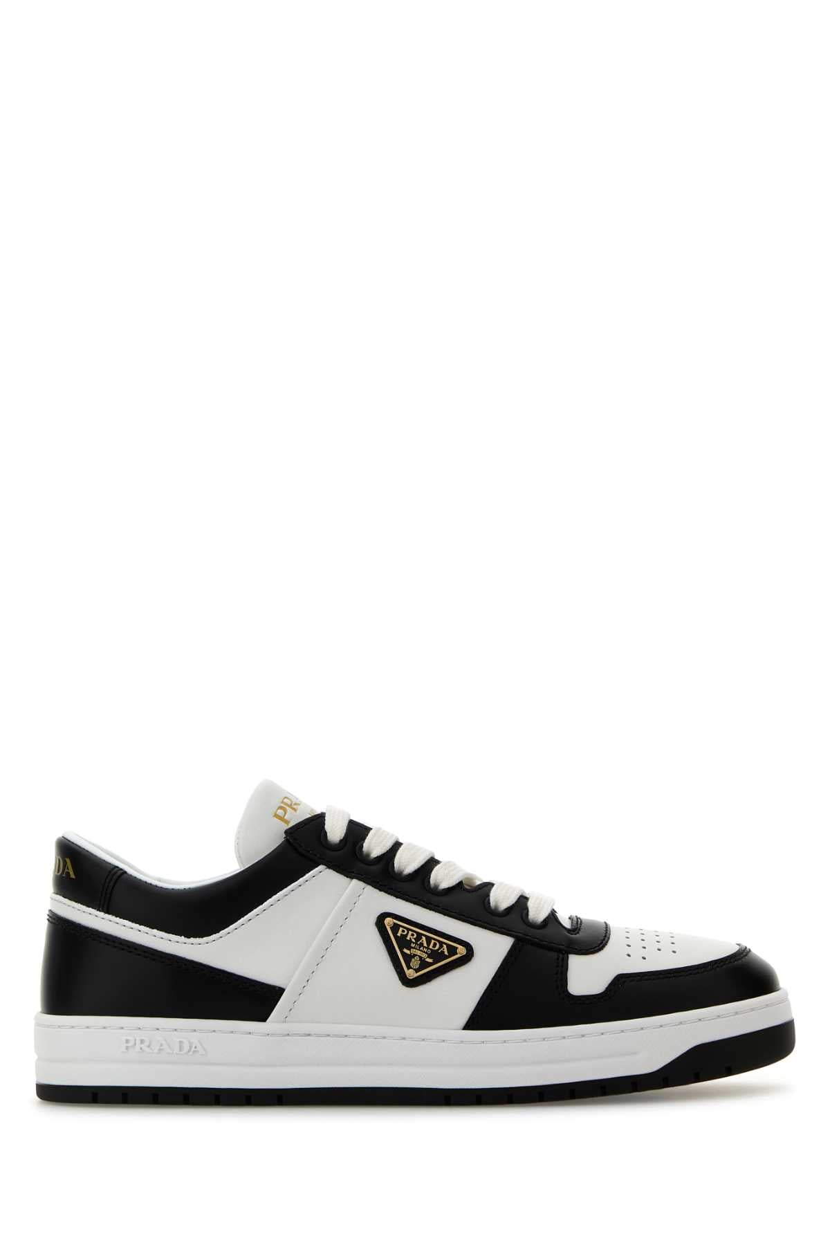 Prada Women Two-Tone Leather Downtown Sneakers PRADA