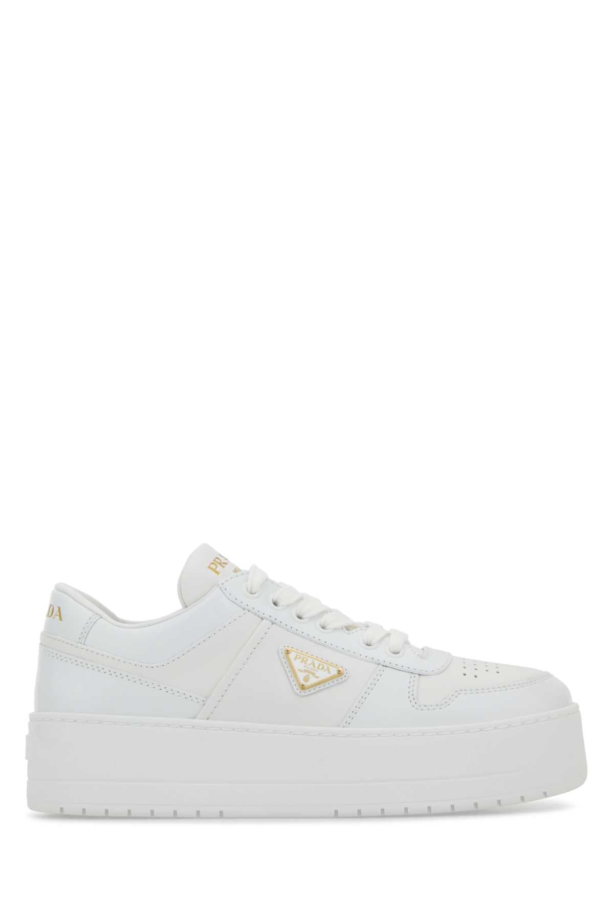Prada Women White Leather Downtown Sneakers PRADA