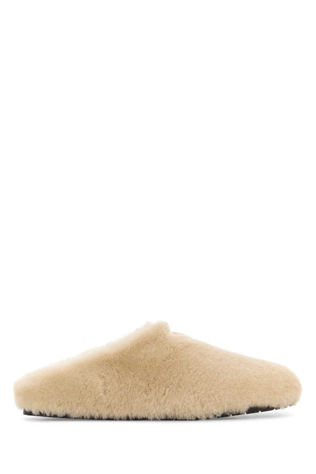 Prada Women Sand Shearling Slippers PRADA