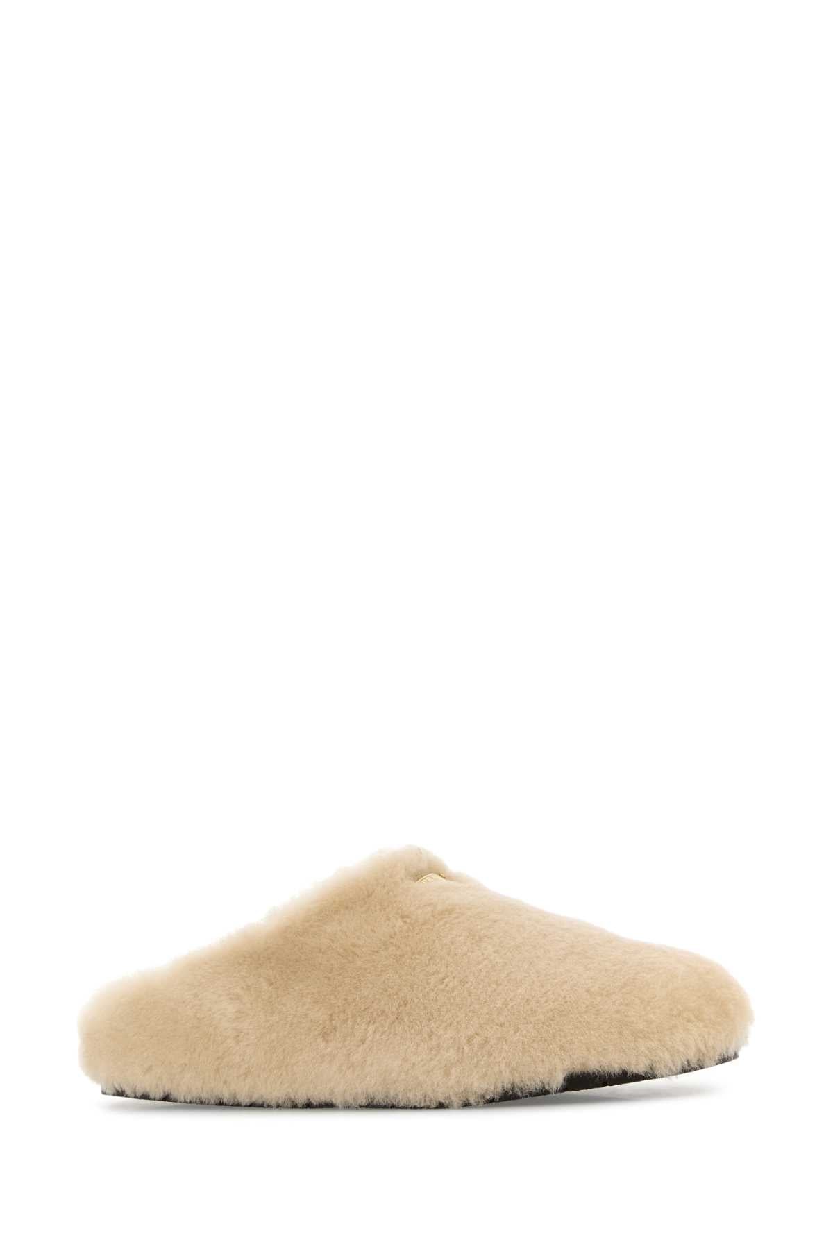 Prada Women Sand Shearling Slippers PRADA