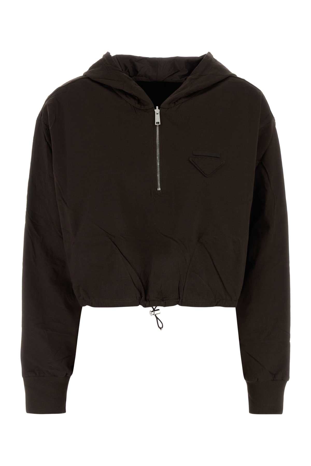 Prada Women Brown Cotton Reversible Sweatshirt PRADA
