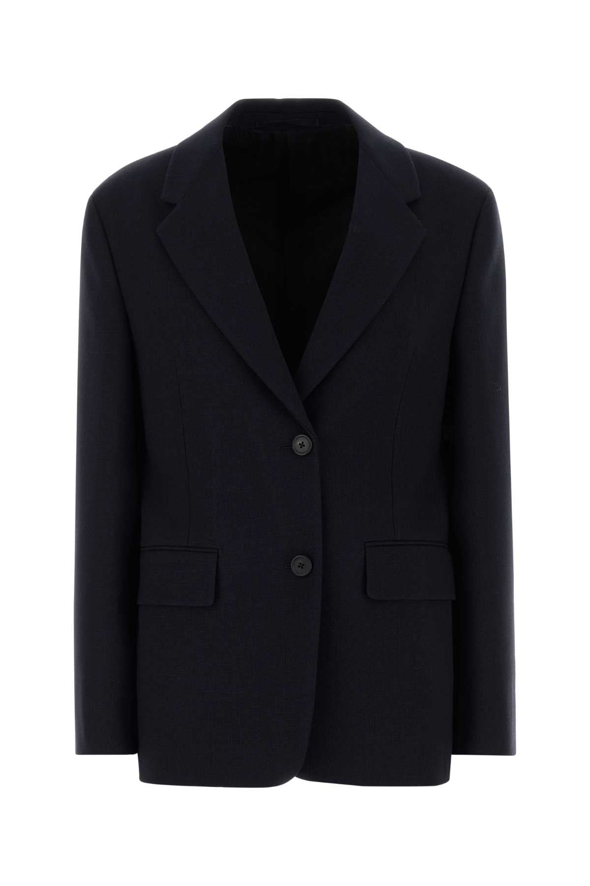 Prada Women Midnight Blue Wool Blazer PRADA