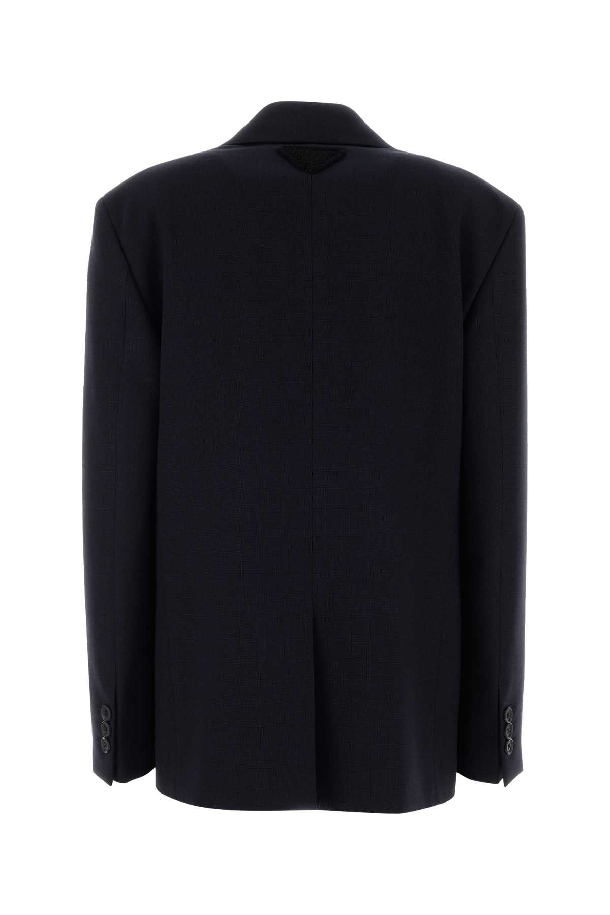 Prada Women Midnight Blue Wool Blazer PRADA