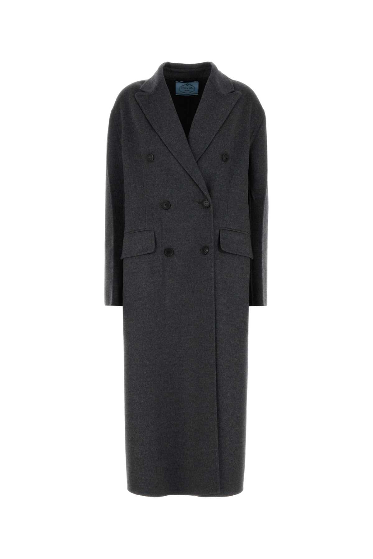 Prada Women Dark Grey Wool Blend Coat PRADA