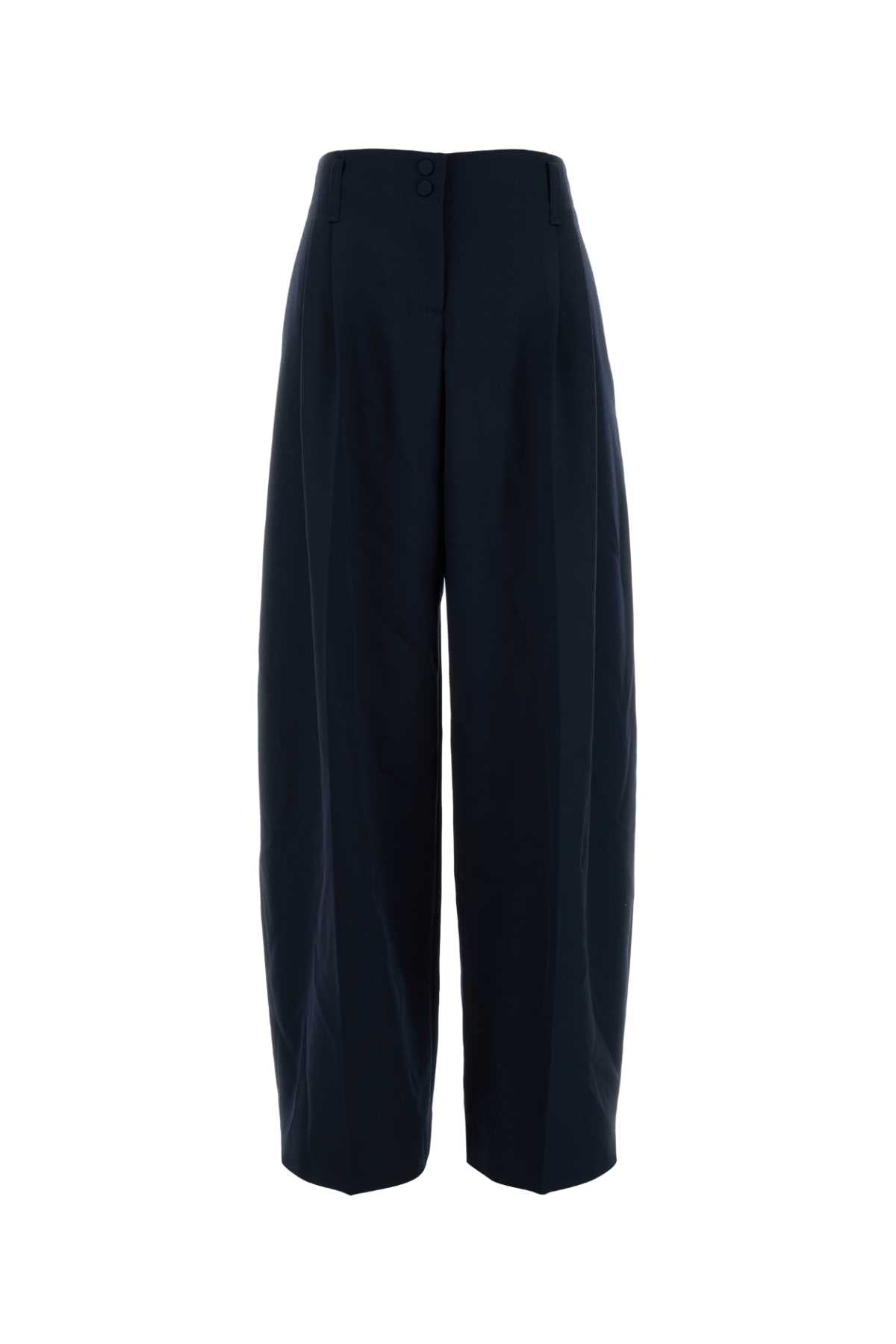 Alexander Mcqueen Women Navy Blue Wool Wide-Leg Pant ALEXANDER MCQUEEN