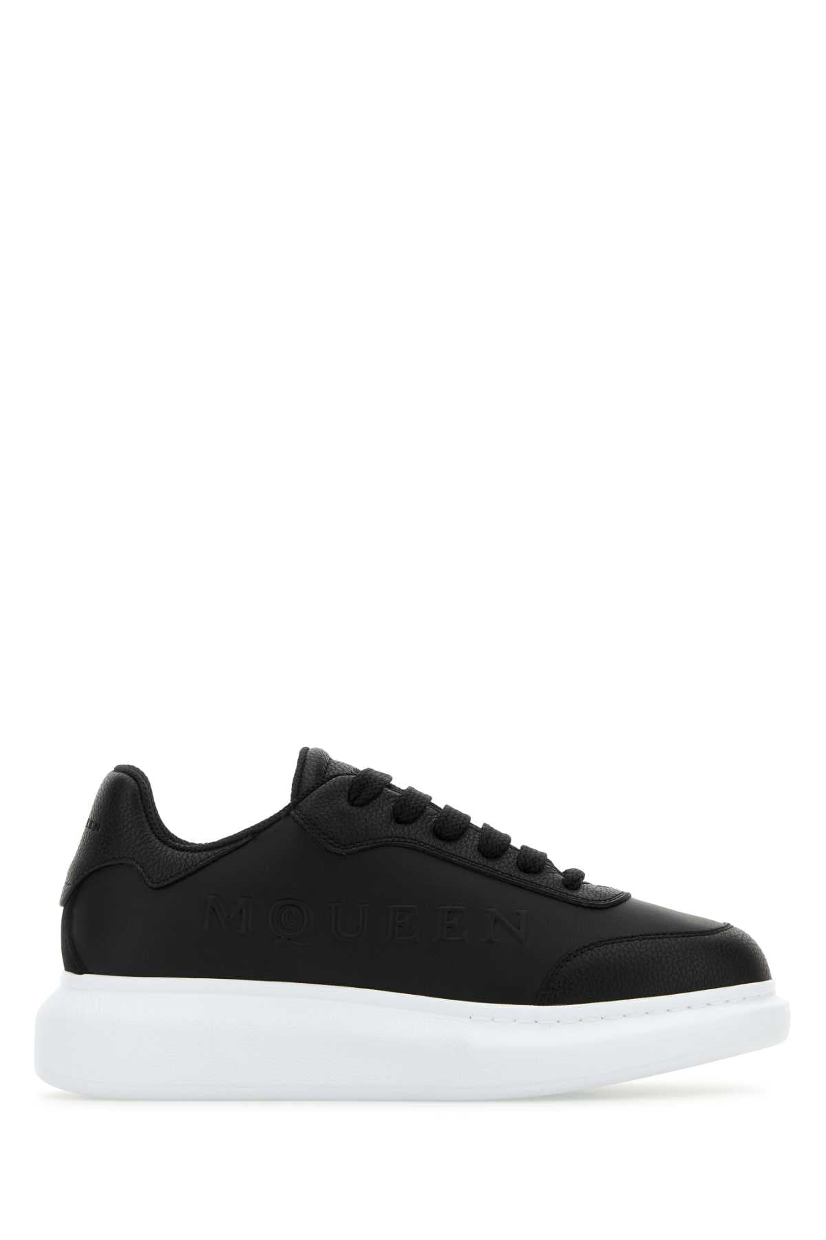 Alexander Mcqueen Women Black Leather Sneakers With Black Leather Heel ALEXANDER MCQUEEN
