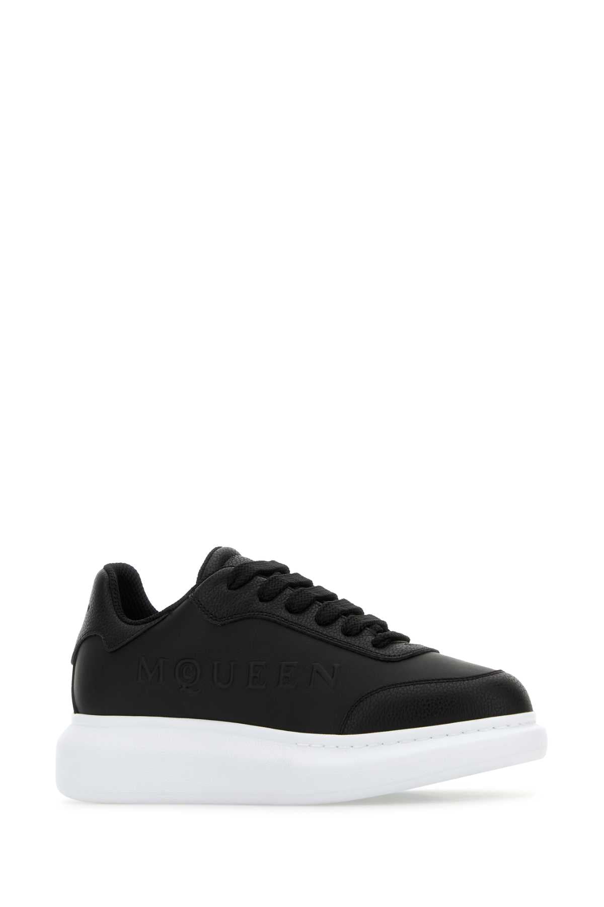 Alexander Mcqueen Women Black Leather Sneakers With Black Leather Heel ALEXANDER MCQUEEN