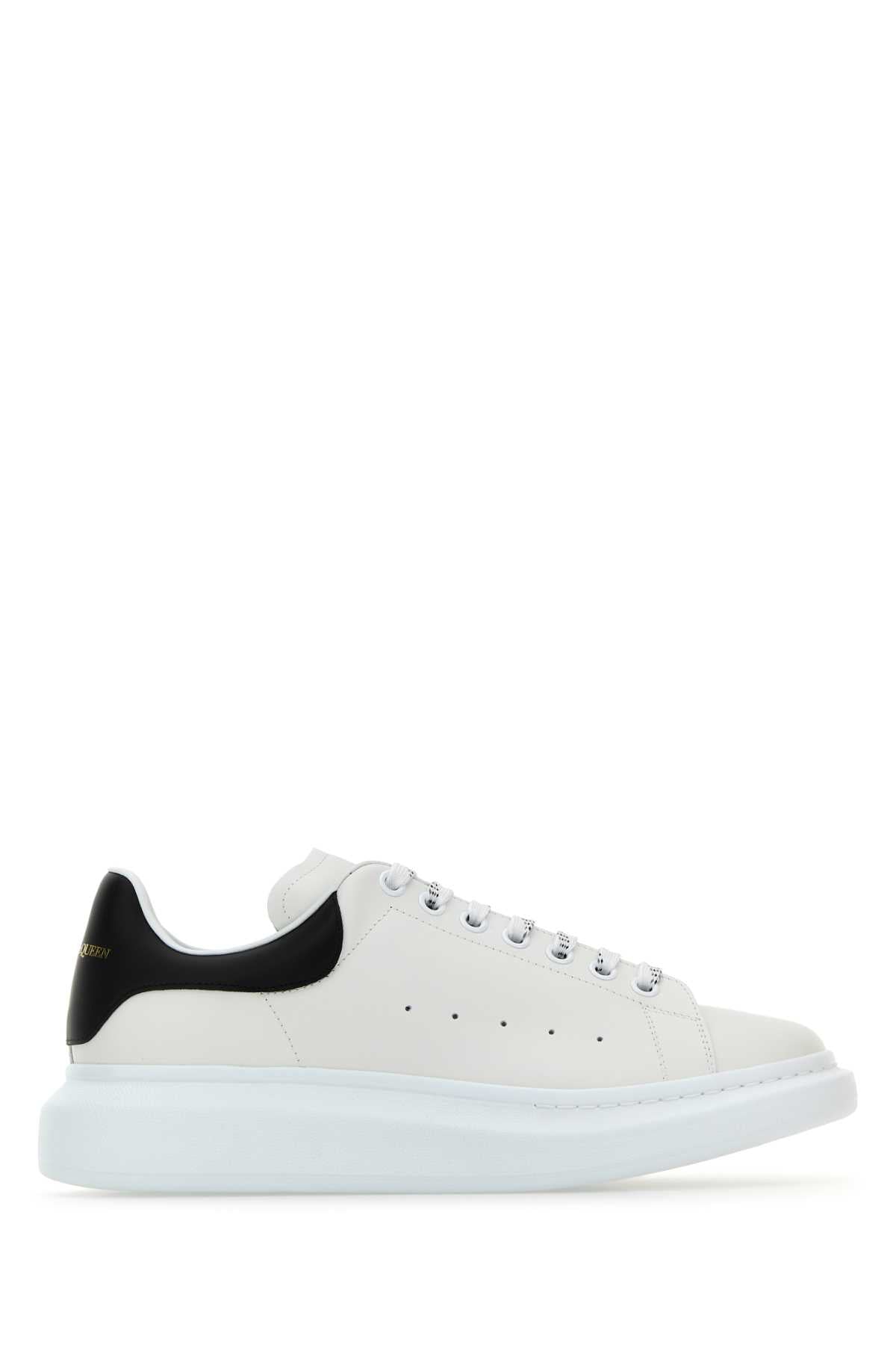 Alexander Mcqueen Men White Leather Sneakers With Black Leather Heel ALEXANDER MCQUEEN