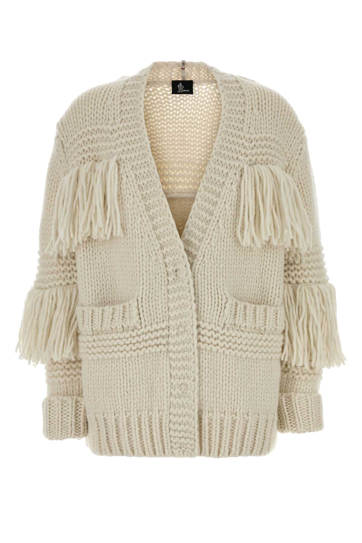 Moncler Grenoble Women Ivory Crochet Oversize Cardigan MONCLER GRENOBLE