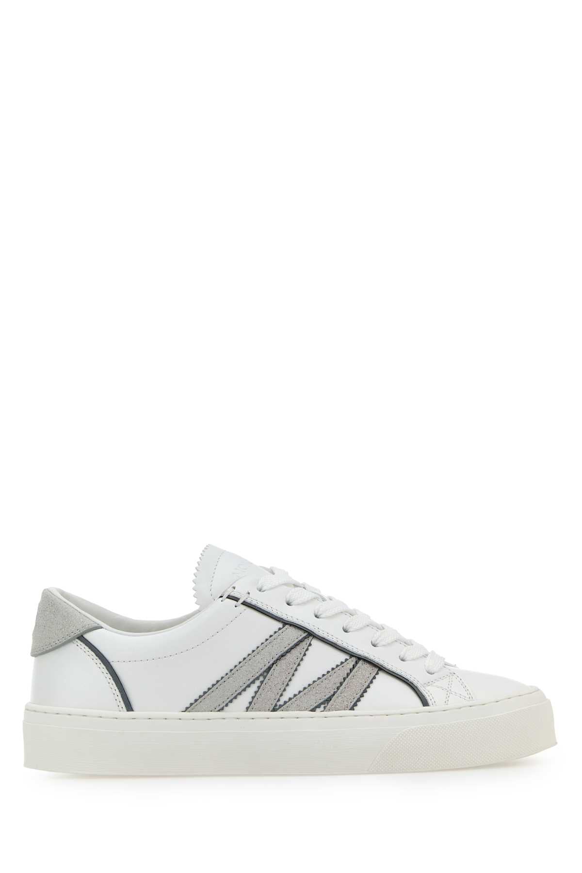 Moncler Women White Leather Monaco2 Sneakers MONCLER