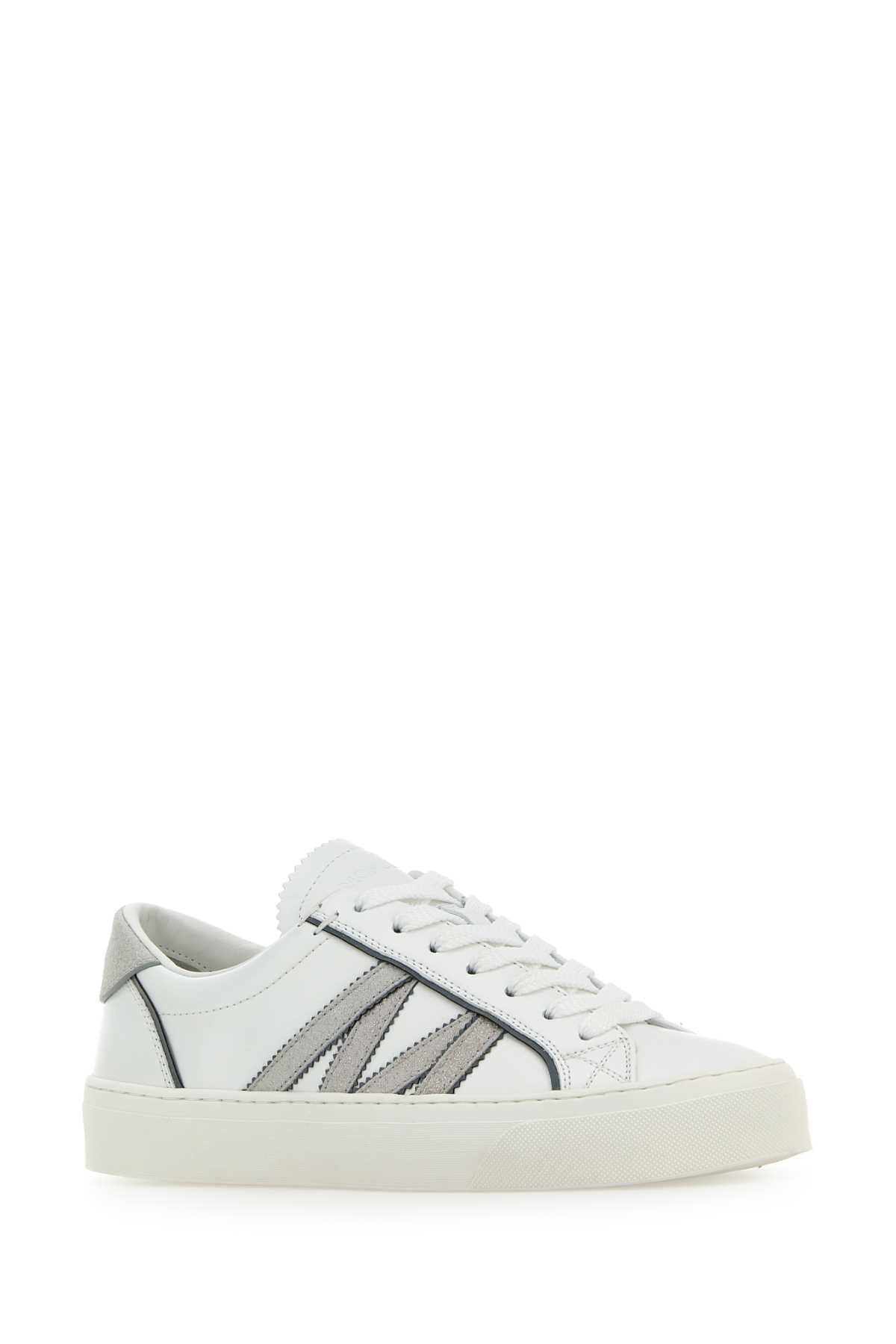Moncler Women White Leather Monaco2 Sneakers MONCLER