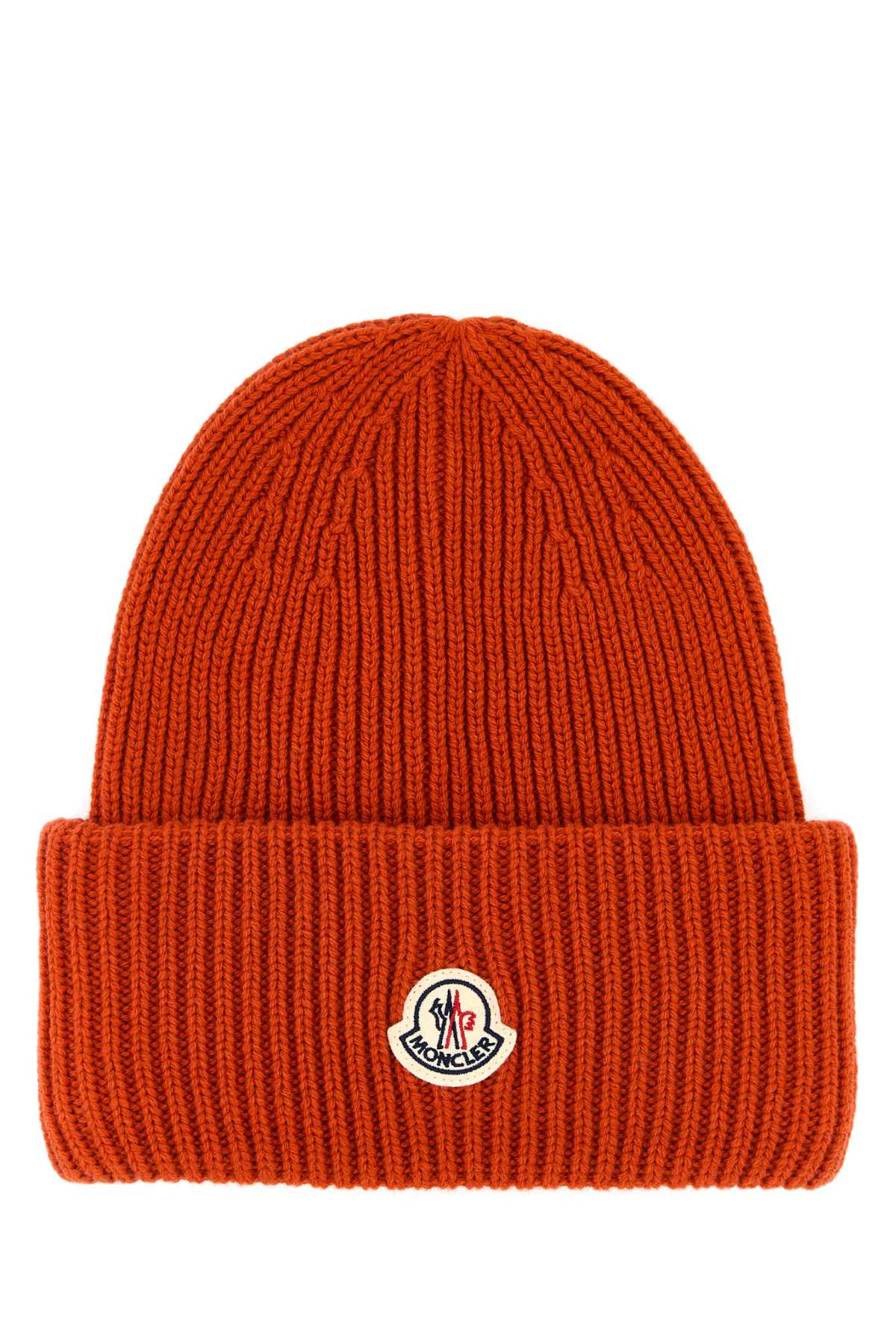 Moncler Men Orange Wool Blend Beanie Hat MONCLER