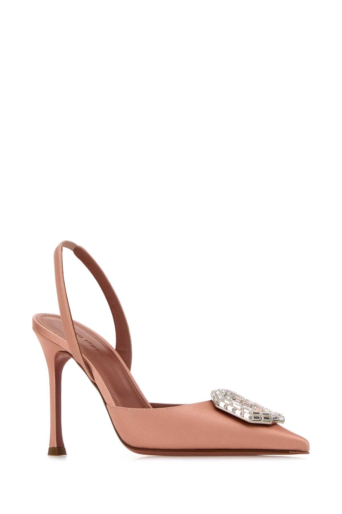 Amina Muaddi Women Pink Satin Camelia Pumps AMINA MUADDI