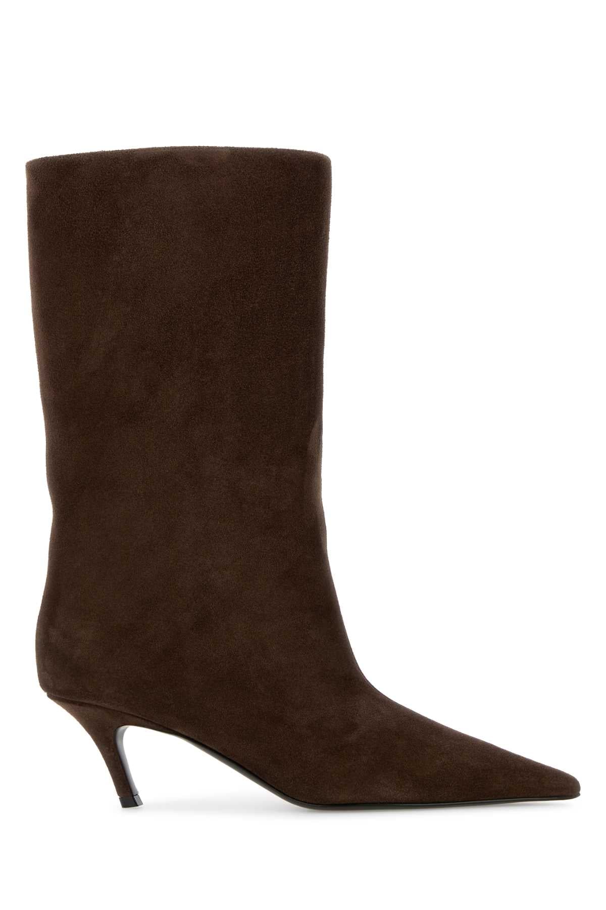 Amina Muaddi Women Brown Suede Fiona Boots AMINA MUADDI