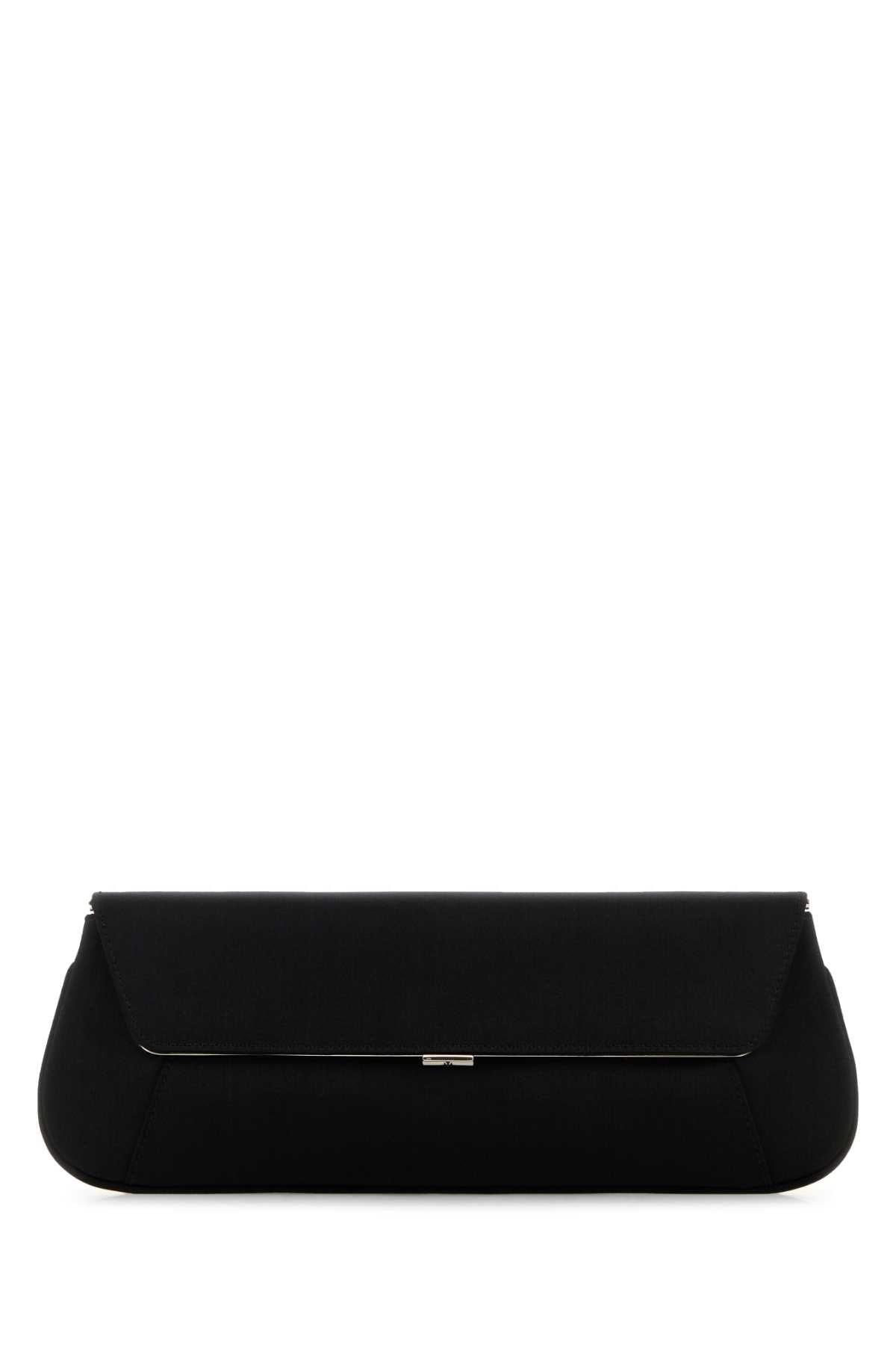 Amina Muaddi Women Black Satin Ami Clutch AMINA MUADDI