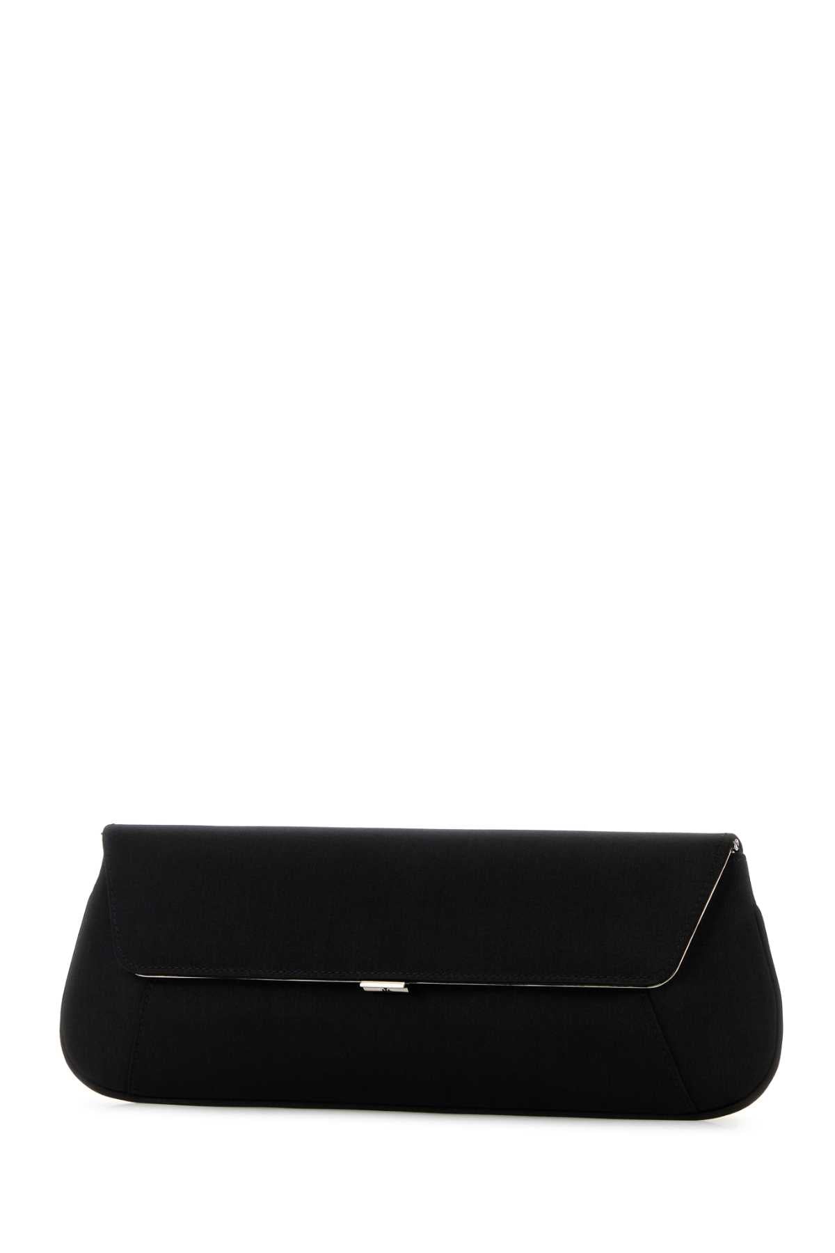 Amina Muaddi Women Black Satin Ami Clutch AMINA MUADDI
