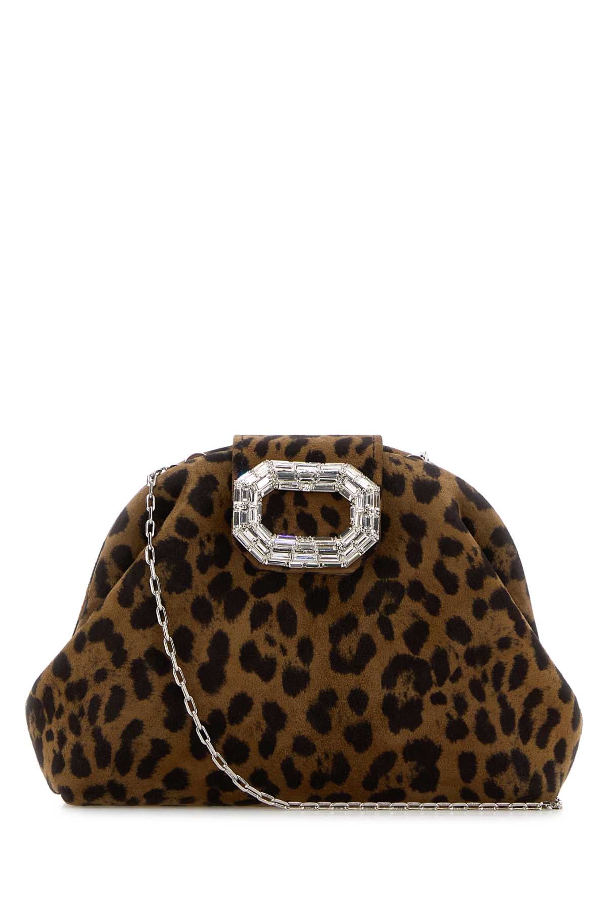 Amina Muaddi Women Printed Suede Micro Camelia Clutch AMINA MUADDI