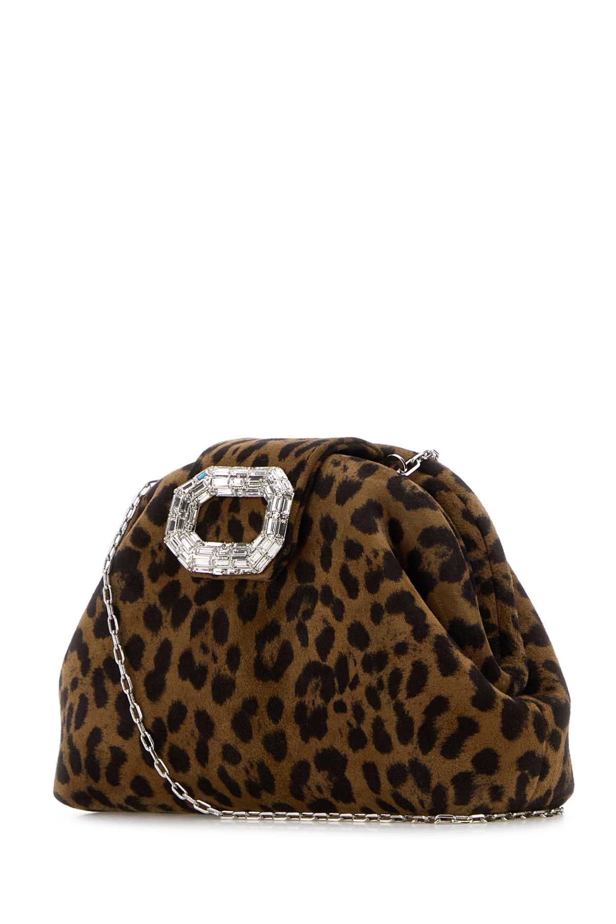 Amina Muaddi Women Printed Suede Micro Camelia Clutch AMINA MUADDI