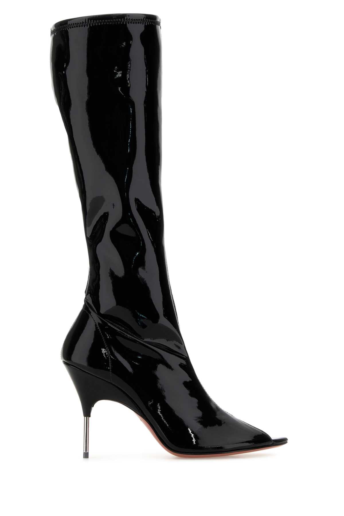 Amina Muaddi Women Black Vinyl Bruna Boots AMINA MUADDI