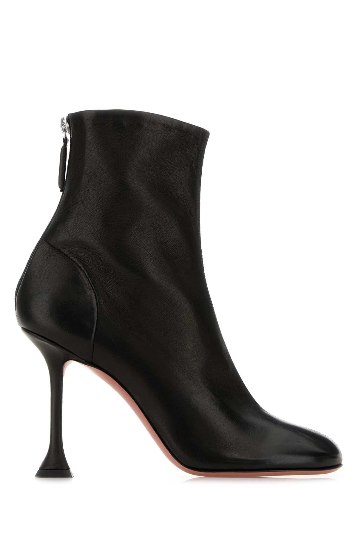 Amina Muaddi Women Black Nappa Leather Iris Ankle Boots AMINA MUADDI