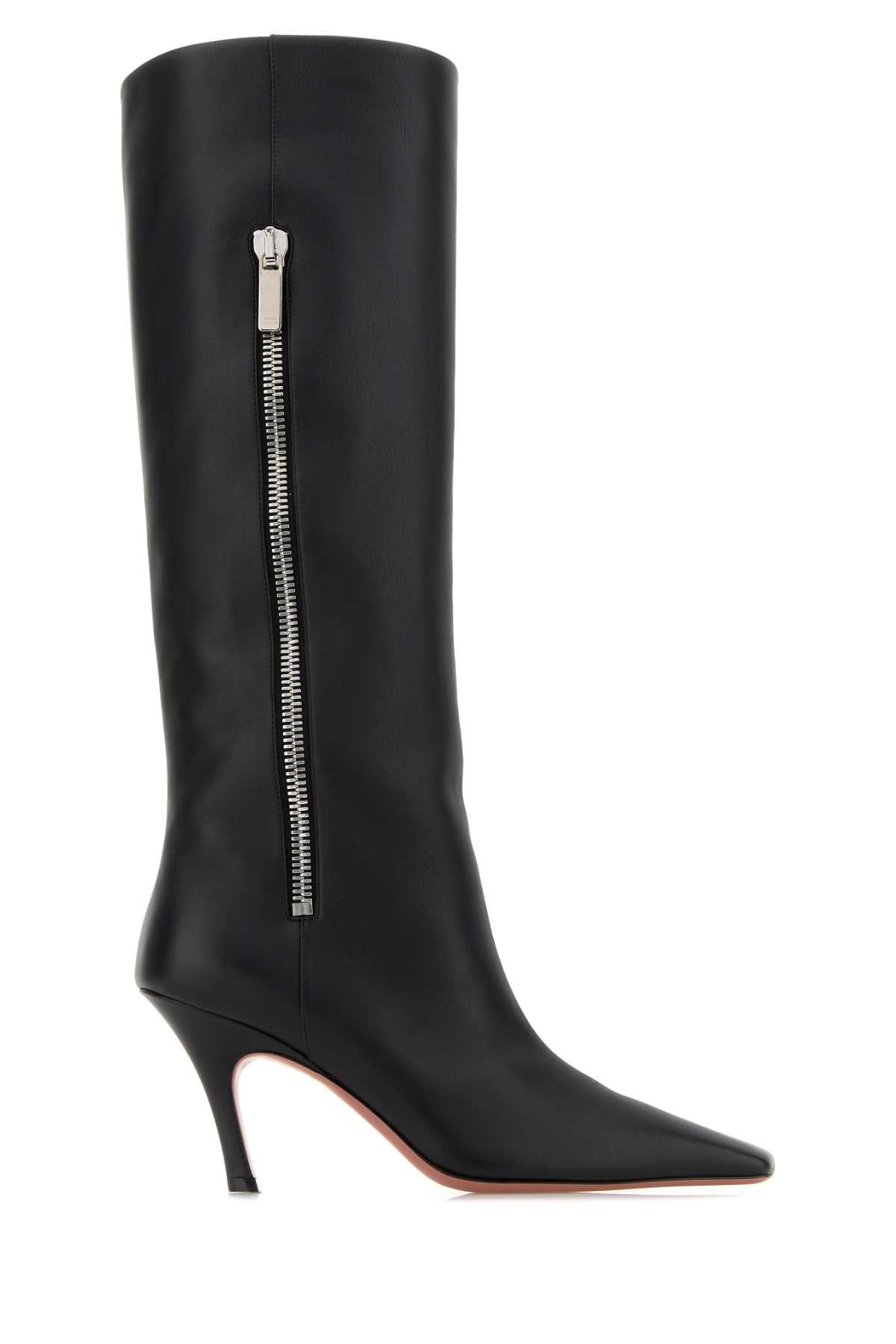 Amina Muaddi Women Black Leather Mona Boots AMINA MUADDI