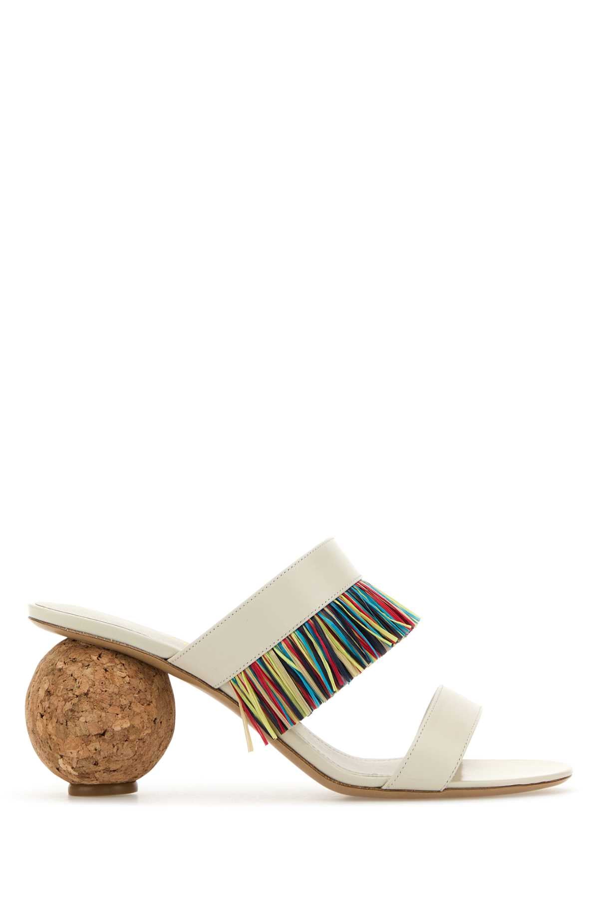 Salvatore Ferragamo Women Ivory Leather Mules FERRAGAMO