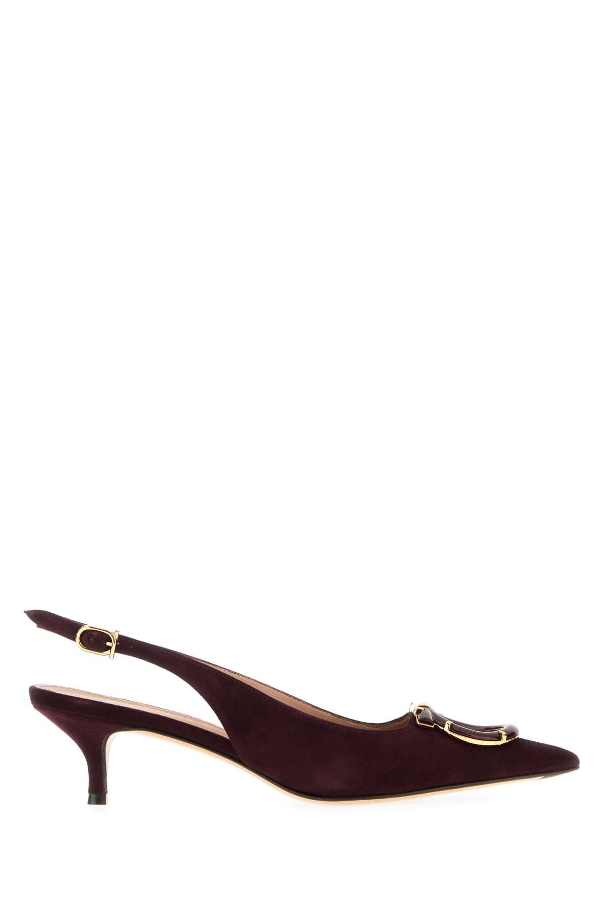 Salvatore Ferragamo Women Aubergine Suede Sara 40 Pumps FERRAGAMO