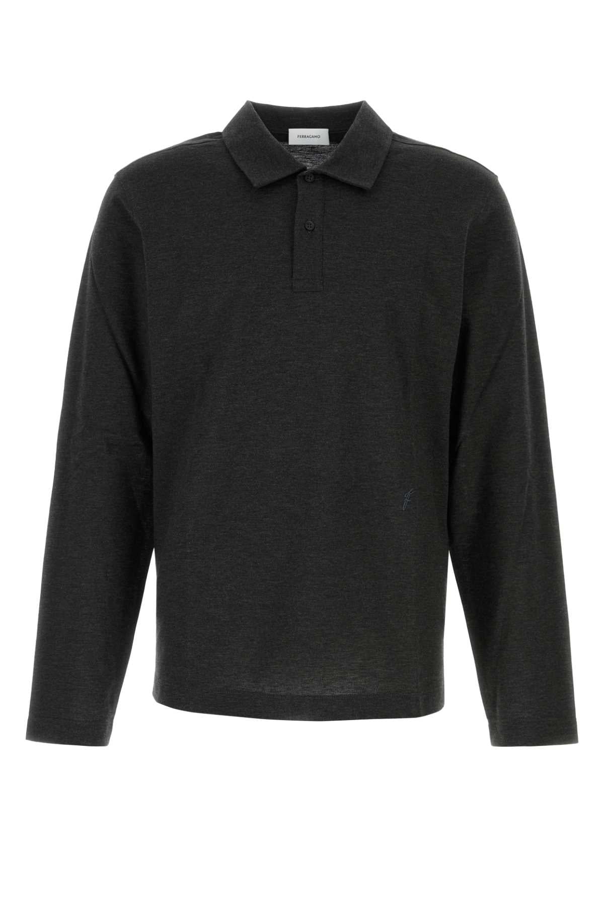 Salvatore Ferragamo Men Graphite Cotton Blend Polo Shirt FERRAGAMO